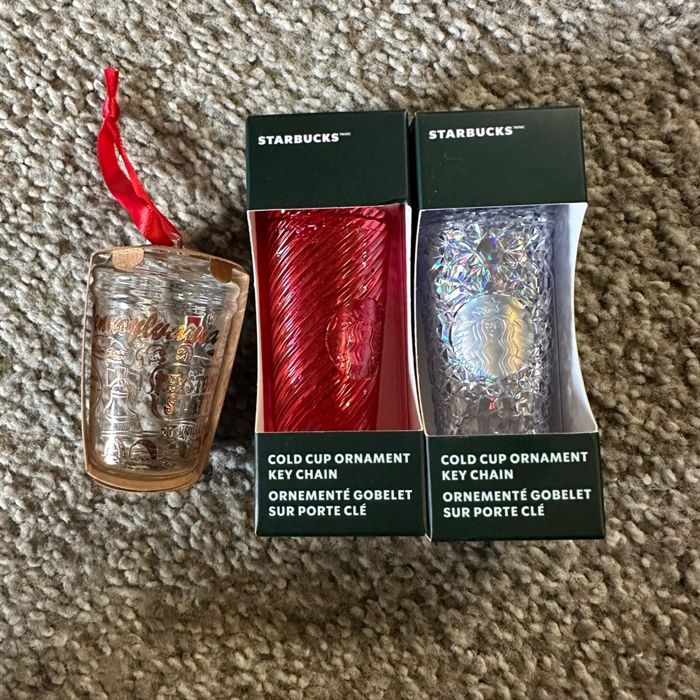 Starbucks Cold Cup Ornament Key Chain Set